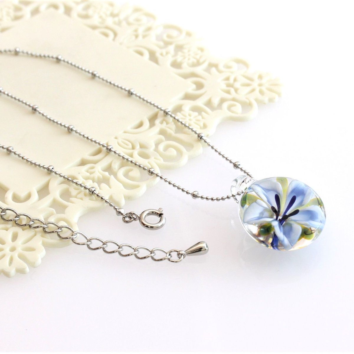 guridrops】水中花ネックレス(さくら/Blue) | ぐり工房 Online Shop