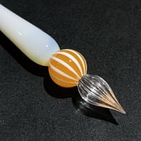 ストライプキャンディガラスペン (オレンジ)