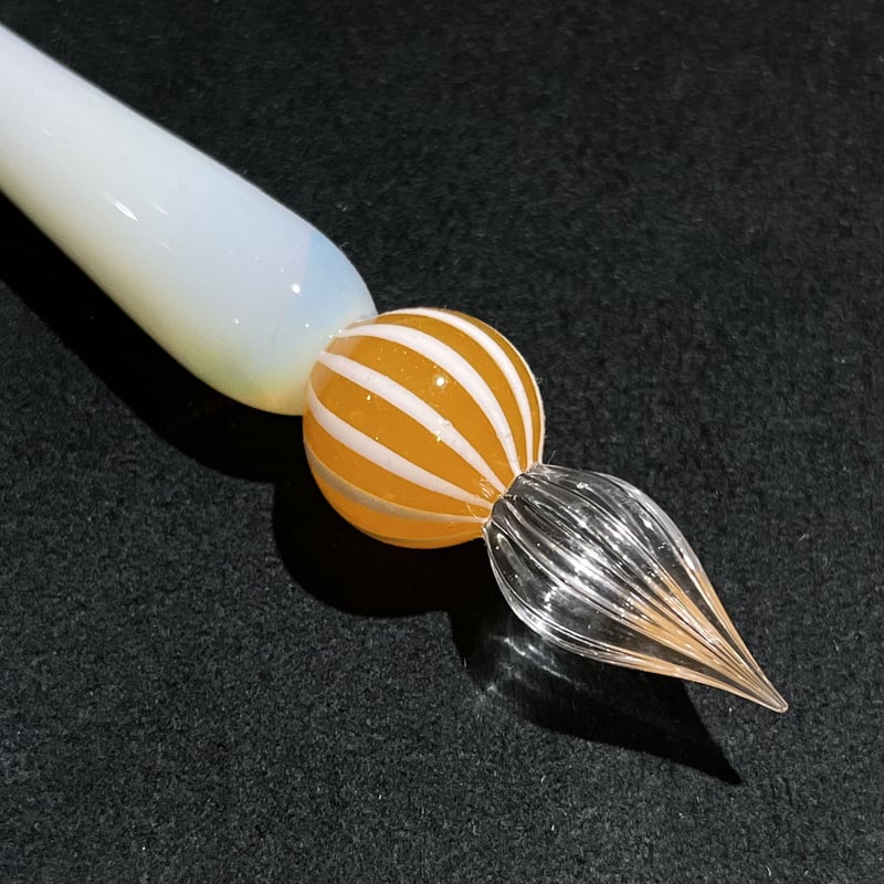 ストライプキャンディガラスペン (オレンジ) | ぐり工房 Online Shop