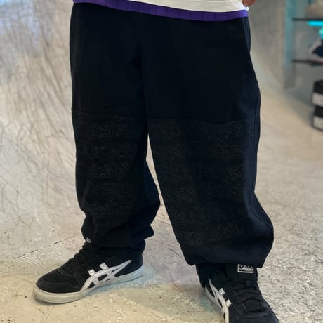 TELEVISISTAR - TAGG DOUBLE KNEE BAGGY OG DENIM JET BLACK デニムパンツ ブラック