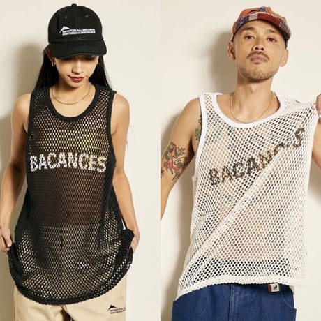 BACANCES -  網シャツ Black/White