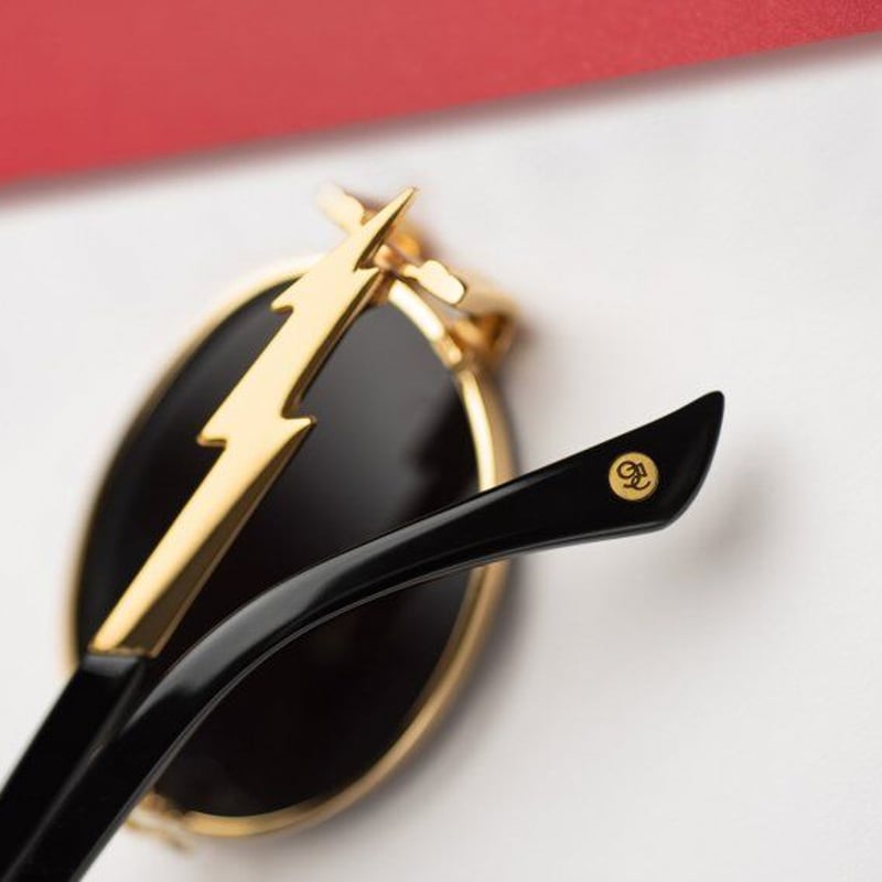 9five ST.JAMES BOLT Black & 24k Gold Sunglasses