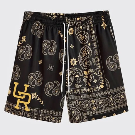 UNDERRATED Paisley Basketball Shorts  Black/Yellow
