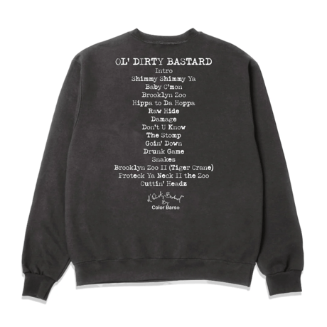 Color bars.  Ol’dirtybastard  SHAOLIN Crewneck Sweat Asphalt
