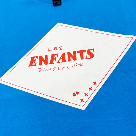 Enfants / イニシャルTシャツ (ブラック/ライトブルー)