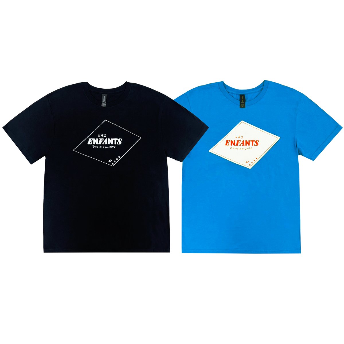 Enfants / イニシャルTシャツ (ブラック/ライトブルー) | pochilu STORE