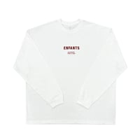 Enfants / 刺繍ロゴロングTシャツ(ホワイト×赤ロゴ刺繍)