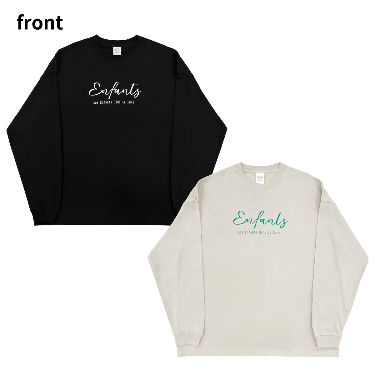 Enfants / 筆記体ロンT(ブラック/ライトグレー) | pochilu STORE