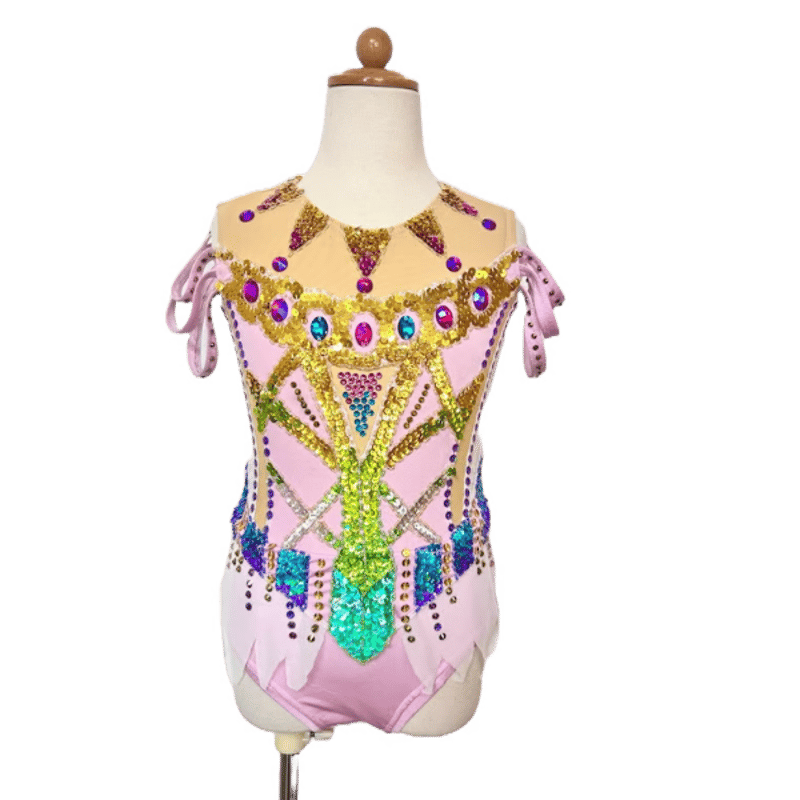No22111新体操レオタード サイズ：JL ピンク、可愛い | 凛メルチェ