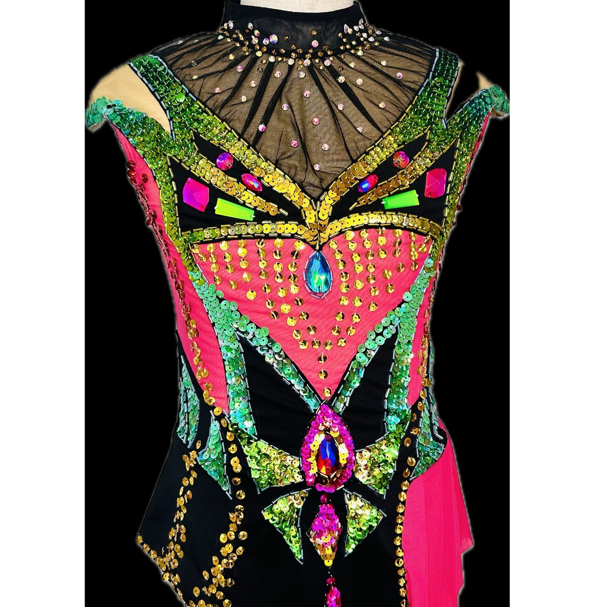 NO22113新体操レオタード サイズ：JEL ピンク、黒 | 凛メルチェ Rinmerche