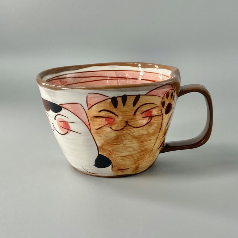 仲良しネコ スープマグ 赤 | toufuji online shop