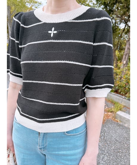 刺繍ポイントボーダーニット・全3色(￥8,690)