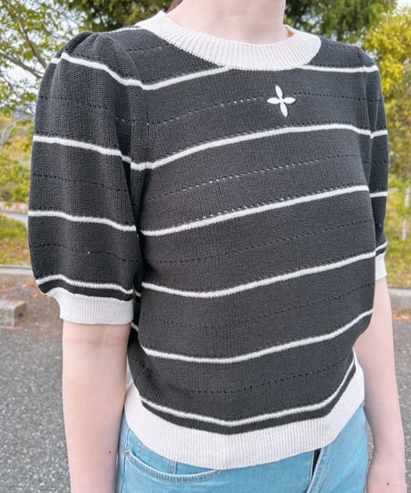 刺繍ポイントボーダーニット・全3色(￥8,690)