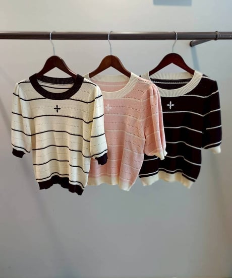 刺繍ポイントボーダーニット・全3色(￥8,690)