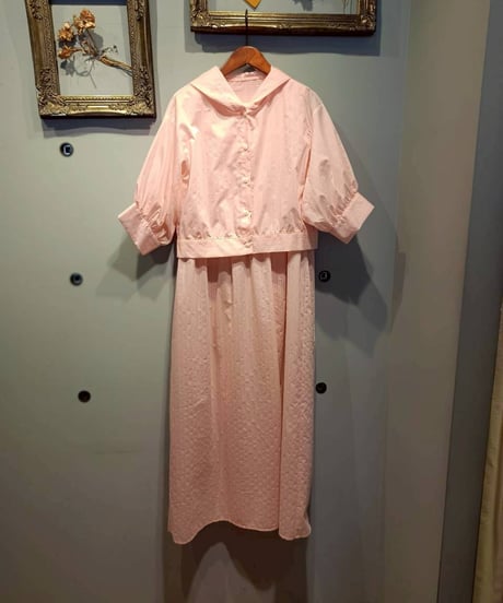 ストライプフードシャツ＋ワンピースアンサンブル・全3色(￥12,980)