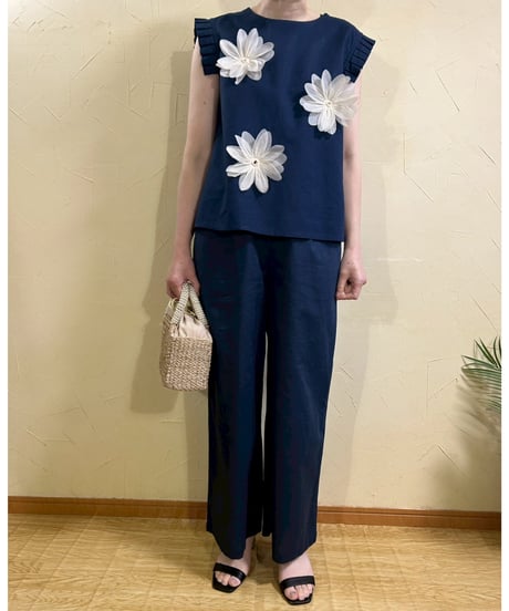 リネンタックセミワイドパンツ・全3色(￥9,790)
