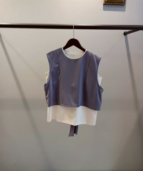 バックリボンベスト＋ノースリーブトップスセット・全3色(¥8,690)