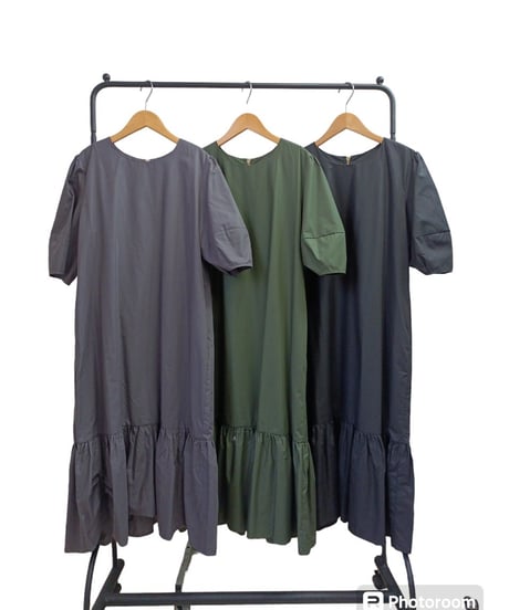 ランタン袖マーメイドワンピース・全3色(￥8,690）