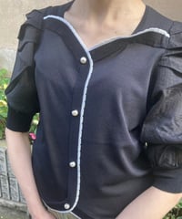 カーデ風パフスリーブニット・全3色・ (￥10,780)