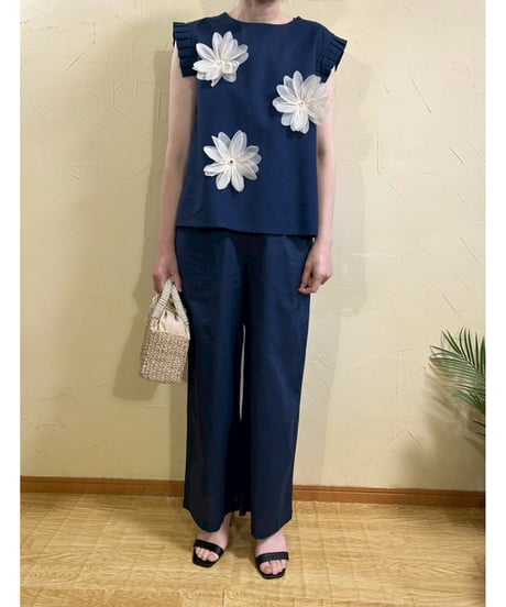 リネンタックセミワイドパンツ・全3色(￥9,790)
