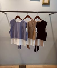 バックリボンベスト＋ノースリーブトップスセット・全3色(¥8,690)
