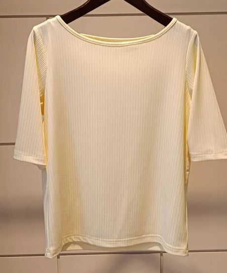 リブ５分袖ボートネックプルオーバー・全３色(¥9,790)