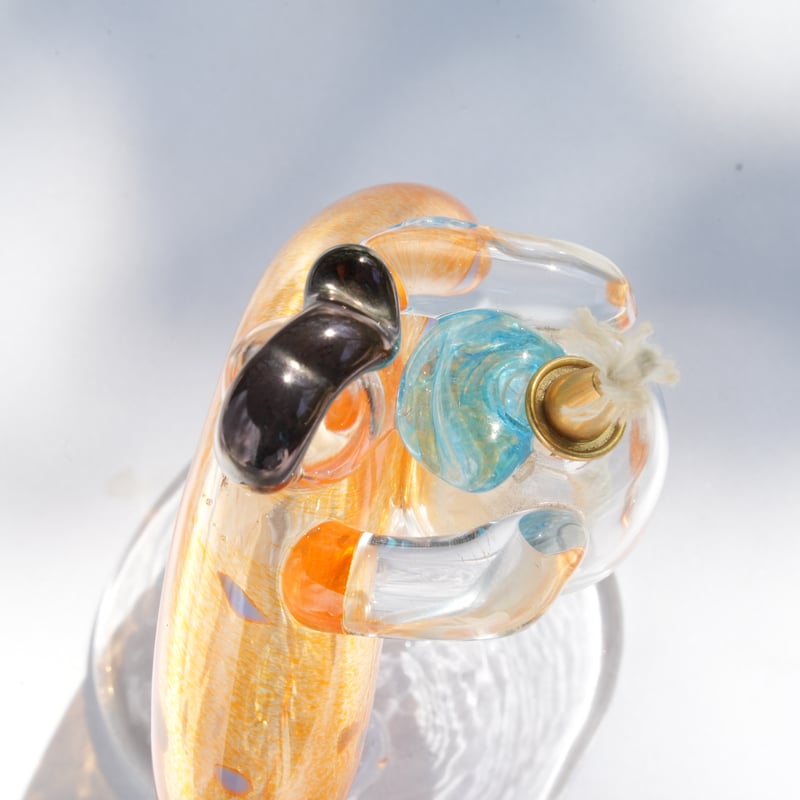 おんなのこのオイルランプ/オレンジ×水色 | キッタヨーコ