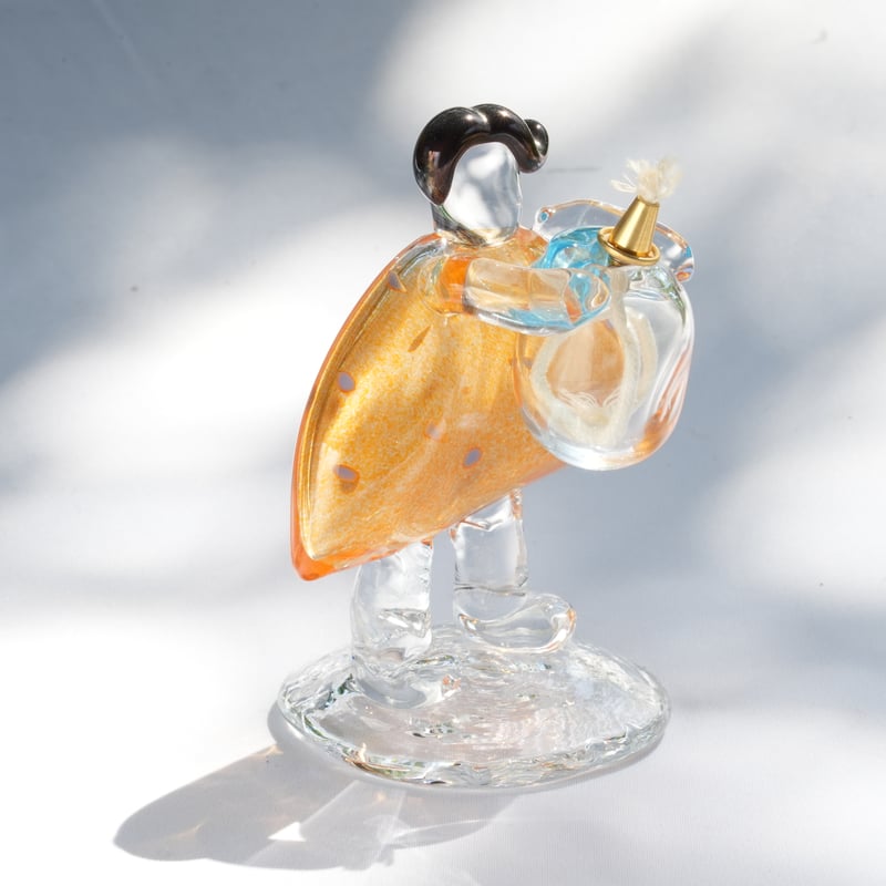 おんなのこのオイルランプ/オレンジ×水色 | キッタヨーコ