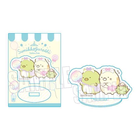 ミニスタンド すみっコぐらし/ぺんぎん？&ねこ&ざっそう(たぴおかパーク)