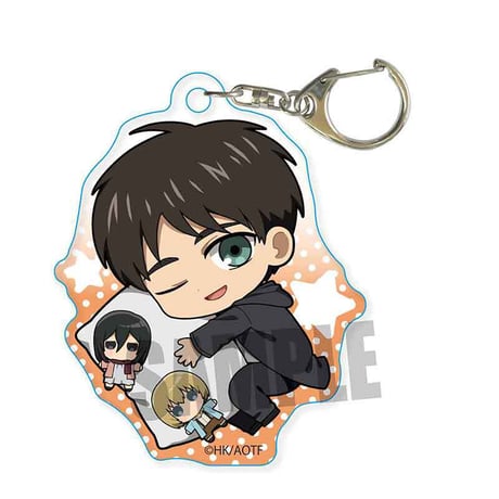 ぎゅぎゅっとアクリルキーホルダー 進撃の巨人/エレン・イェーガー(ミカサ&アルミン) おやすみver.
