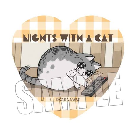 トレーディングハート缶バッジ 夜は猫といっしょ