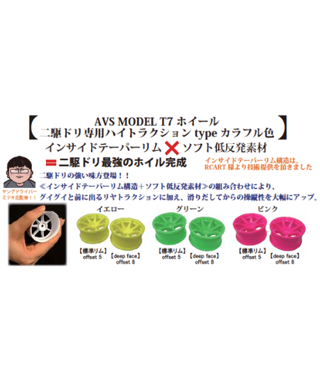 【IW-2208Y】AVS MODEL T7 ハイトラクションType【deep face】 offset8 イエロー