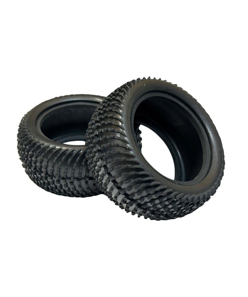 ET-038】 1/10 4WDバギー用ゴムタイヤ ブロックタイプV2 リヤ用 | T