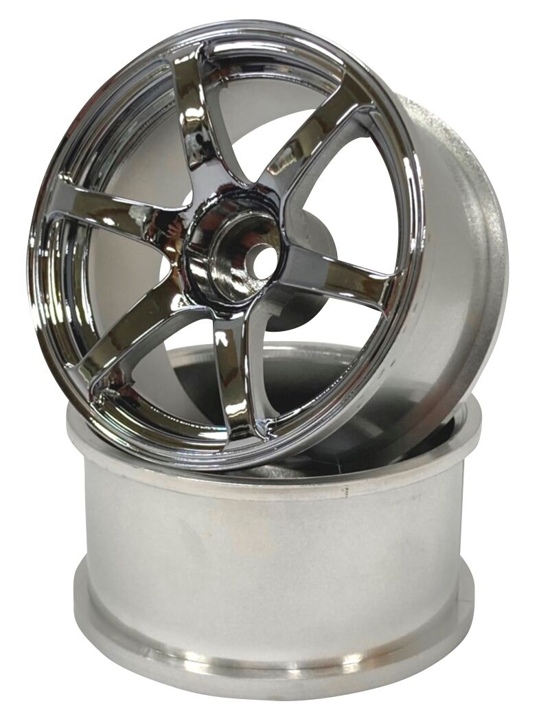 【引き取り限定】AVS MODEL T6 クローム PCD100 4H 4穴 Mikuni AVS Model T6 6-Spoke Drift Wheel (Chrome Silver) (2) (5mm