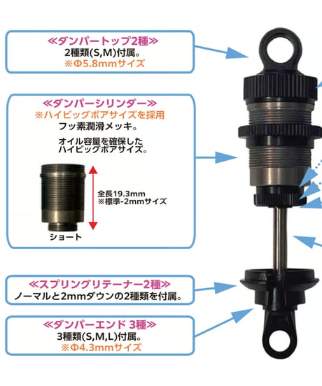 【TP-581】High ビッグボア Premiumショック ショート28ｍｍシャフト仕様