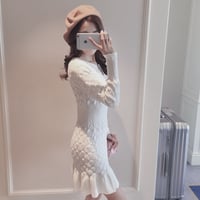 ニットセーターワンピース ミドル丈スリムフィットC88