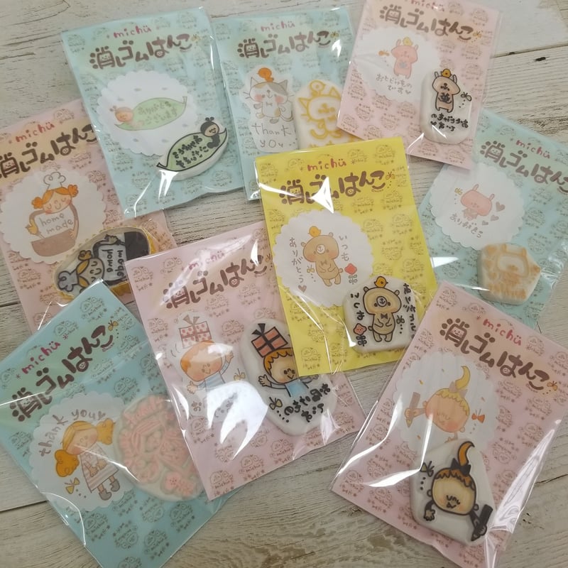 消しゴムはんこリアルねこさんとthankyou