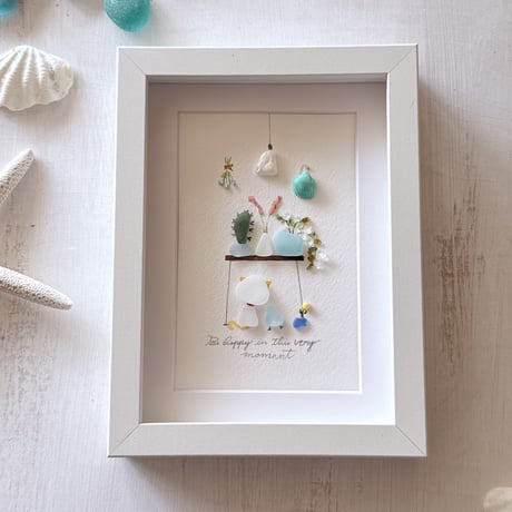 シーグラスで作った12ヶ月「わくわく素敵な一年間」2Lサイズ　シーグラスアート シーグラスで作った12ヶ月「わくわく素敵な一年間」2Lサイズ