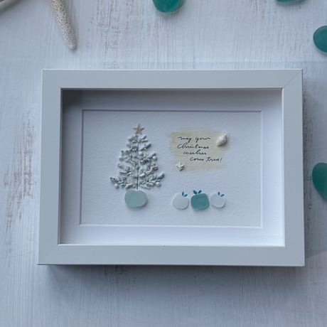 シーグラスアート&硝子のツリー二点セット シーグラスアート&硝子のツリー二点セット シーグラスアート