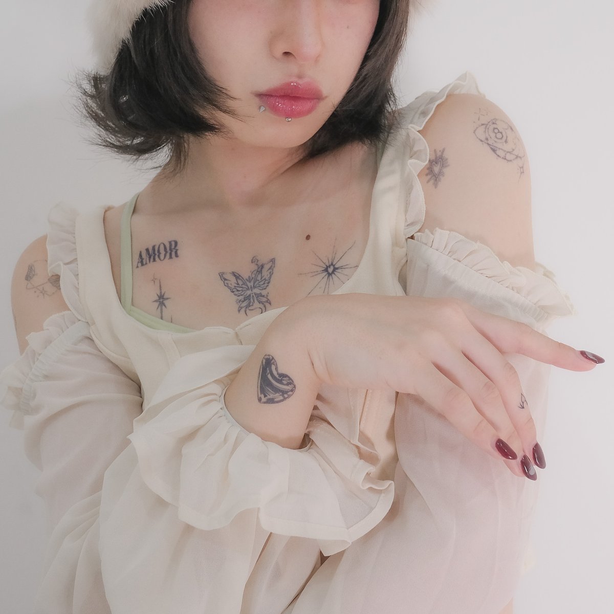 タトゥーギャル タトゥーシール ギャル Y2K ボディアート ハーバル 防水 長持ち 植物インク 鎖骨 リボン ポップ キュート かわいい