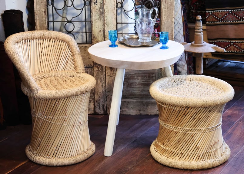 パキスタン・葦と藁編みの背もたれ付椅子 | GALLERY GRANPIE Online Tokyo