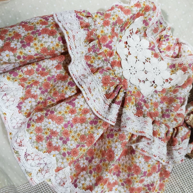専用 シェリーメイ ハンドメイド チュール ワンピース パープルお花・オレンジ色 専用 シェリーメイ ハンドメイド チュール ワンピース パープル