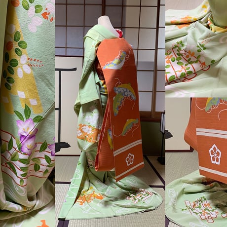 舞妓さんの衣装で作った世界にたった一つの御朱印帳（浅緑ー1/限定9）