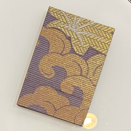 舞妓さんの衣装で作った世界にたった一つの御朱印帳（紫の織帯２ー４/限定４）送料込み、ほつれ防止カバー付き