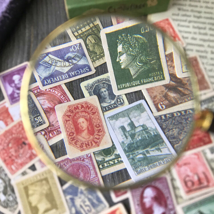 816❤︎海外紙モノ切手風ステッカーナチュラルB 40枚入り