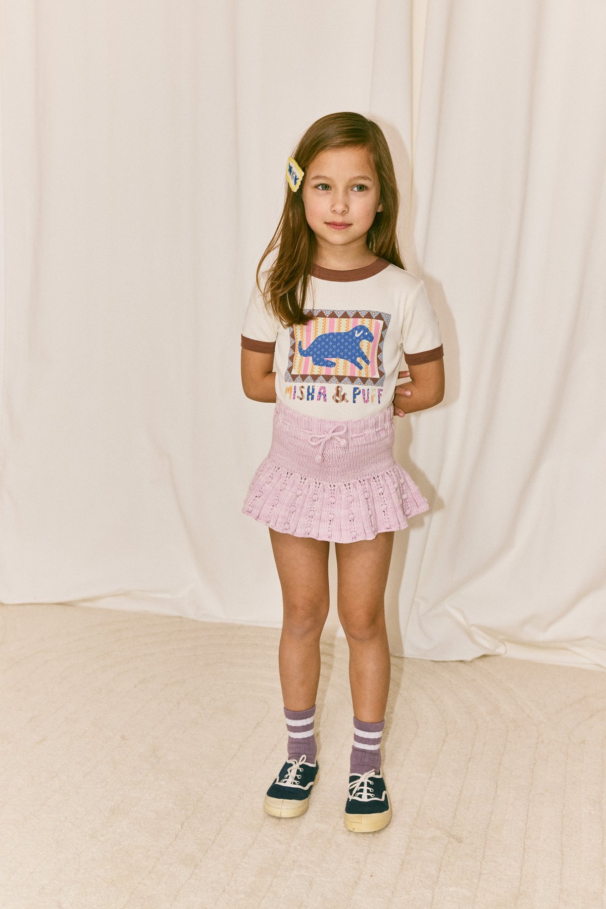 Misha&Puff / Dog Collage Ringer Tee - Marzipan