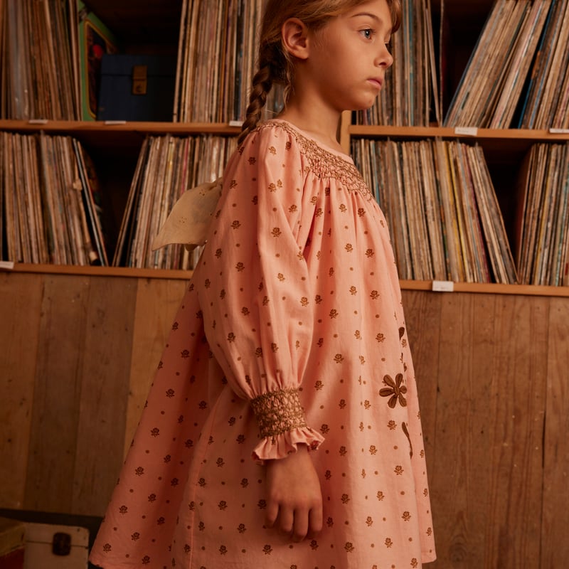 ワンピース apolina 3-5y MEADOW CALICO RIBBON Apolina CECE SMOCK DRESS - MEADOW CALICO RIBBO