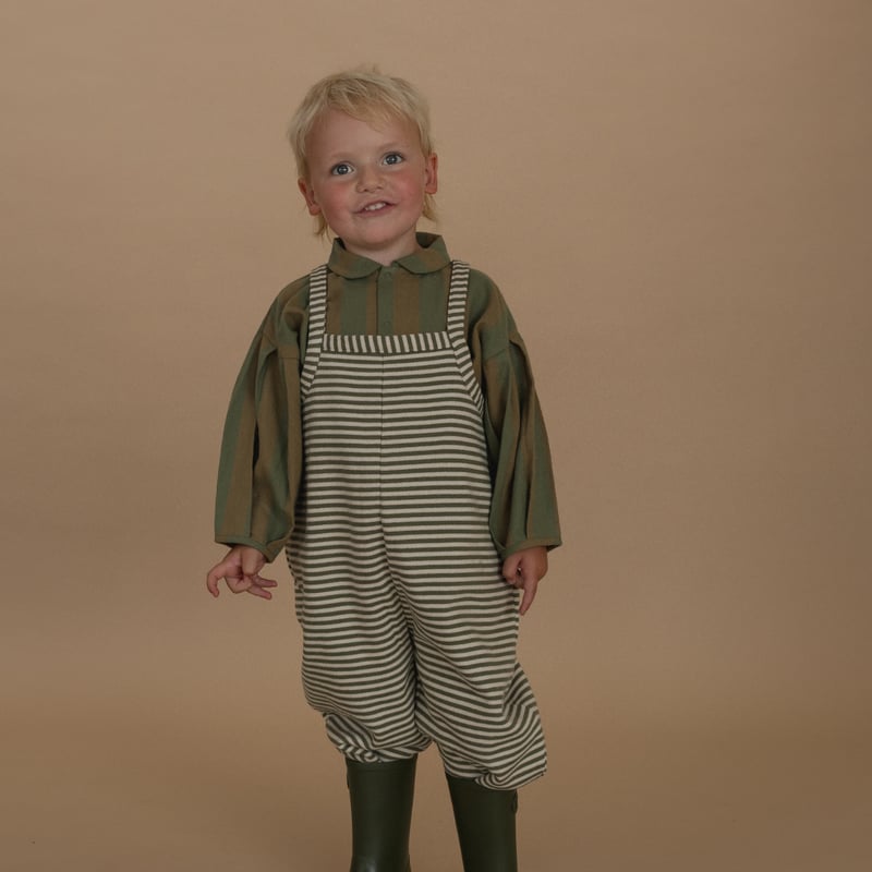 organic zoo / Fern Stripes Dungarees 1-2y 2-3y