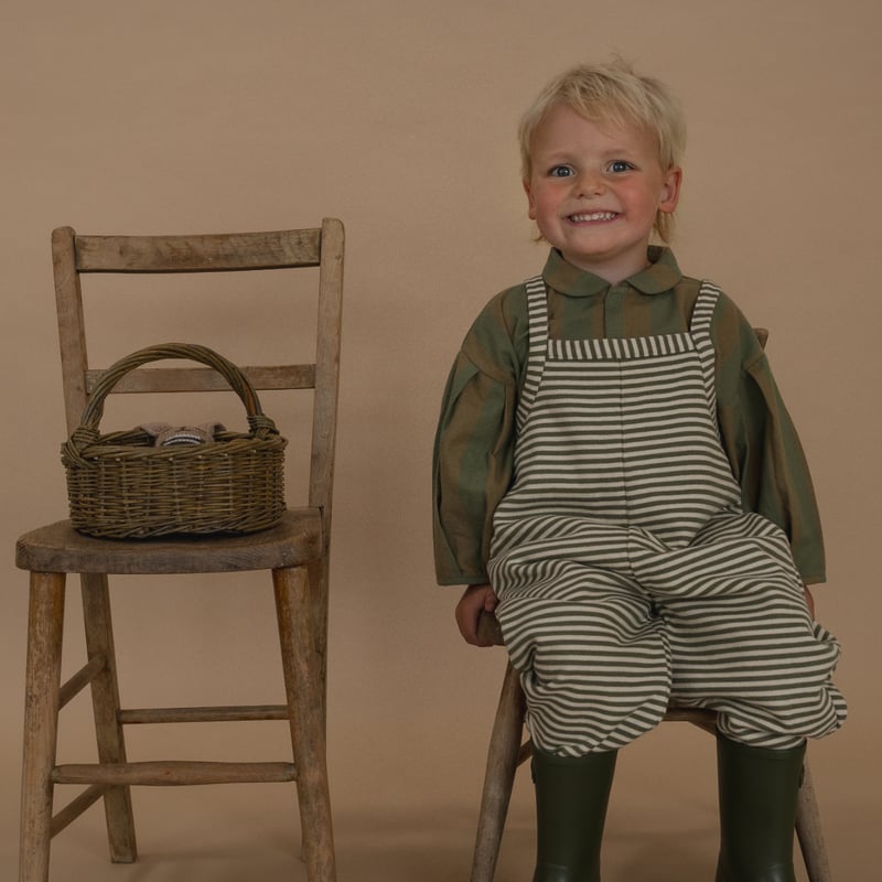 organic zoo / Fern Stripes Dungarees 1-2y 2-3y