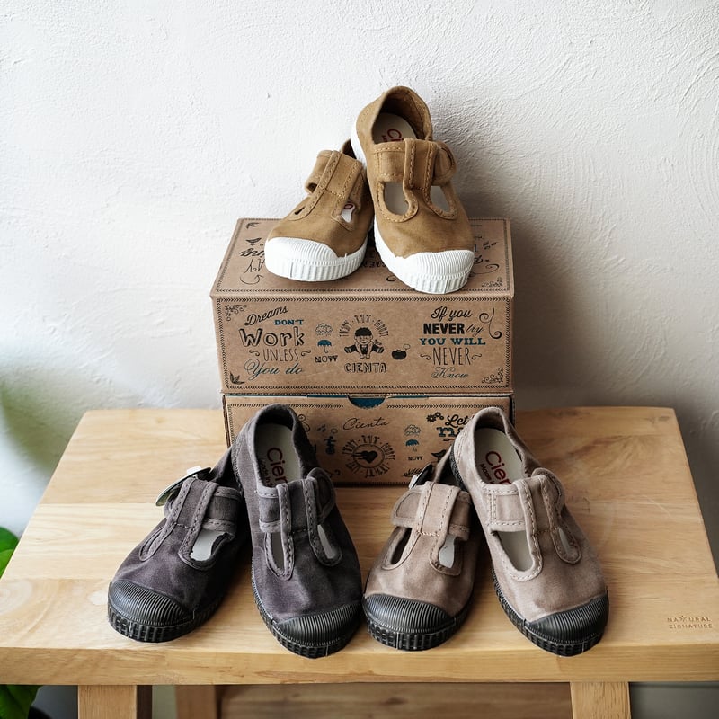 ☆Cienta / T-STRAP SHOES - BEIGE ムラ染め【ブラックソール】(7